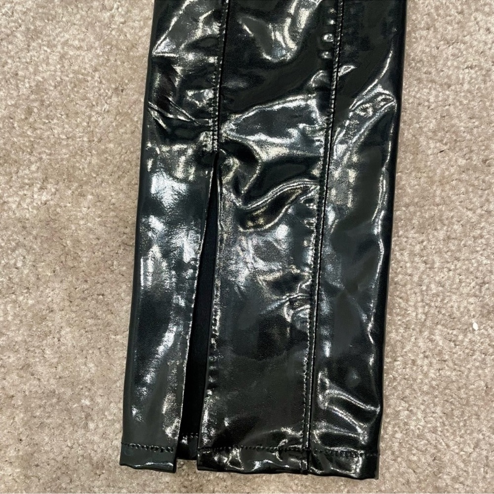 Sold  Blanc NYC Dominatrix Black Vinyl Split Hem Pants Size 28 - Picture 8 of 11